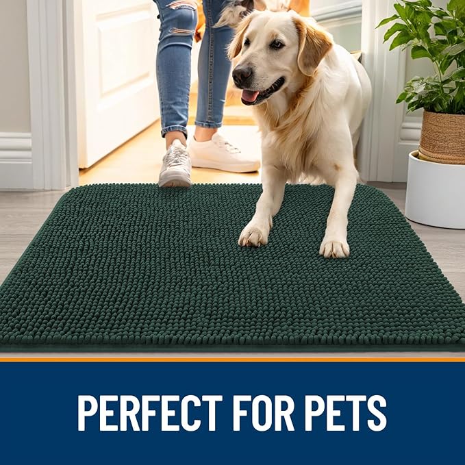 OLANLY Dog Door Mat for Muddy Paws 70x24, Super Absorbent Chenille Mud Mat