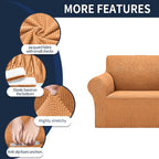 Cupuamon 2026 New Stretch Chair Sofa Slipcovers Couch Cover for 1 Seater Furniture Protector Sofa Covers with Elastic Bottom Jacquard Fabric Small Checks for Pets, Kids - Golden