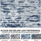 9x12 Area Rugs Washable Rug: Modern Abstract Living Room Rug Soft Anti-Skid Thin Carpet Indoor Floor Non-Shedding Carpets for Bedroom Dining Room Farmhouse Nursery Home Office Blue Grey