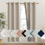 NICETOWN Oatmeal Vintage Open Linen Weave Flax Thermal Curtains, 100% Blackout Curtains 72" Long for Dining Room, Soundproof Window Treatment Drapes for Gym Room, 42" Wide Per Panel, Set of 2