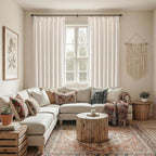 Pinch Pleated Look Light Filtering Curtains 84 Inch Length, 2 Panels Linen Textured Boho Neutral Drapes for Living Room Bedroom Farmhouse Vintage Rustic Window Curtains with Hooks