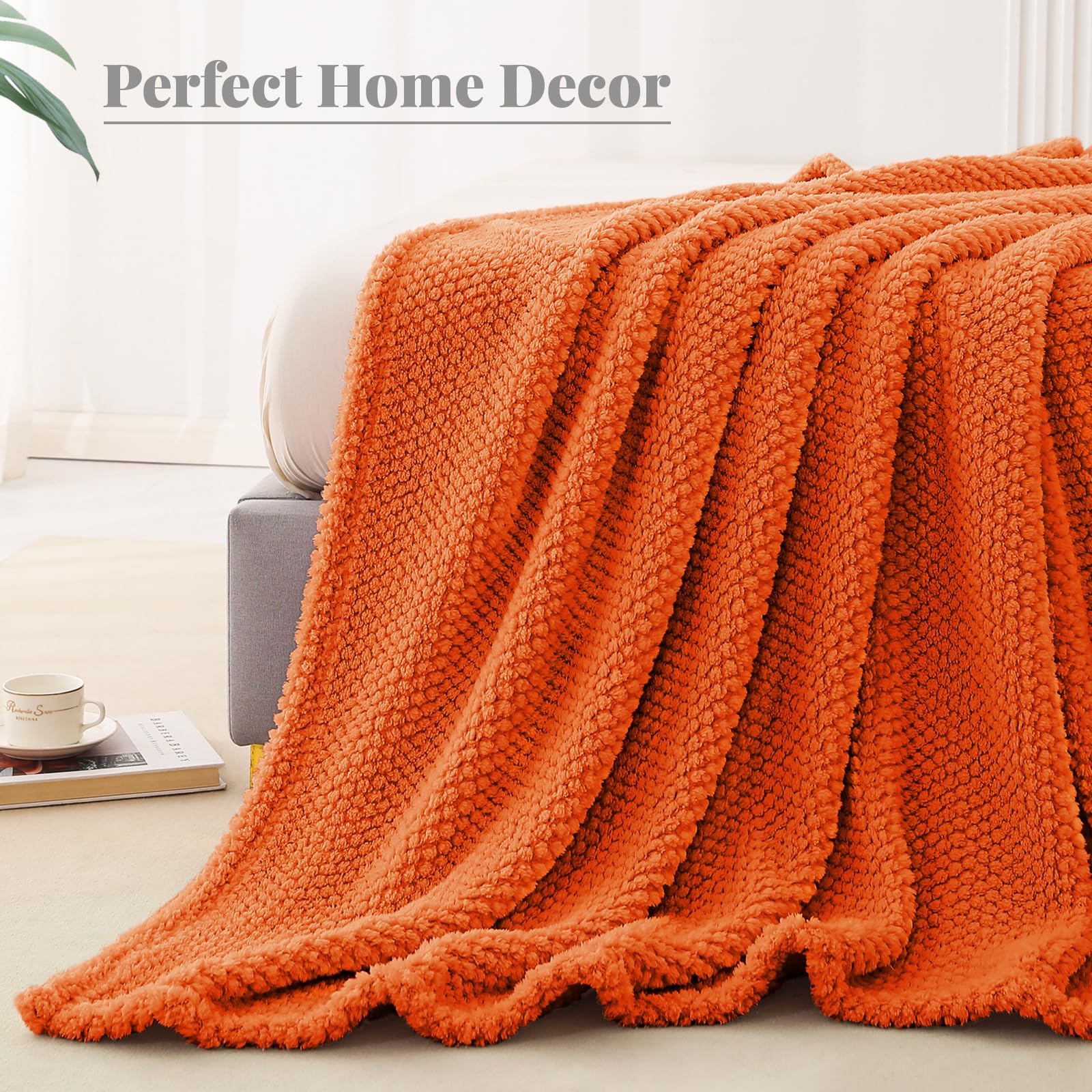 Whale Flotilla Soft Fleece Twin Size Bed Blanket, Burnt Orange