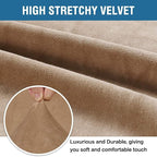 H.VERSAILTEX Stretch Velvet Sofa Covers for 3 Cushion Couch Covers Furniture Protector Soft with Non Slip Elastic Bottom, Crafted from Thick Comfy Rich Velour (Large Sofa 90"-97", Camel)