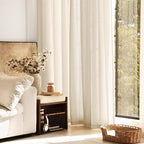 Apricot Linen Curtain 108 inch Length 2 Panels Set Back Tab Light Filtering Living Room Curtain Drapes Home Office Modern Minimalist Decor Farmhouse Boho Neutral Cream Semi Sheer Curtain 108 inch Long
