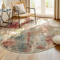 RELEANY Washable Round 8ft Area Rug for Living Room Rustic Brown