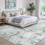 Rugflix 9x12 Area Rugs for Living Room, Washable Blue Grey Large Rug