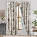jinchan Floral Linen Blackout Curtains for Bedroom 96 Inches Long