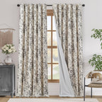 jinchan Floral Linen Light Filtering Curtains for Living Room 96 Inches Long