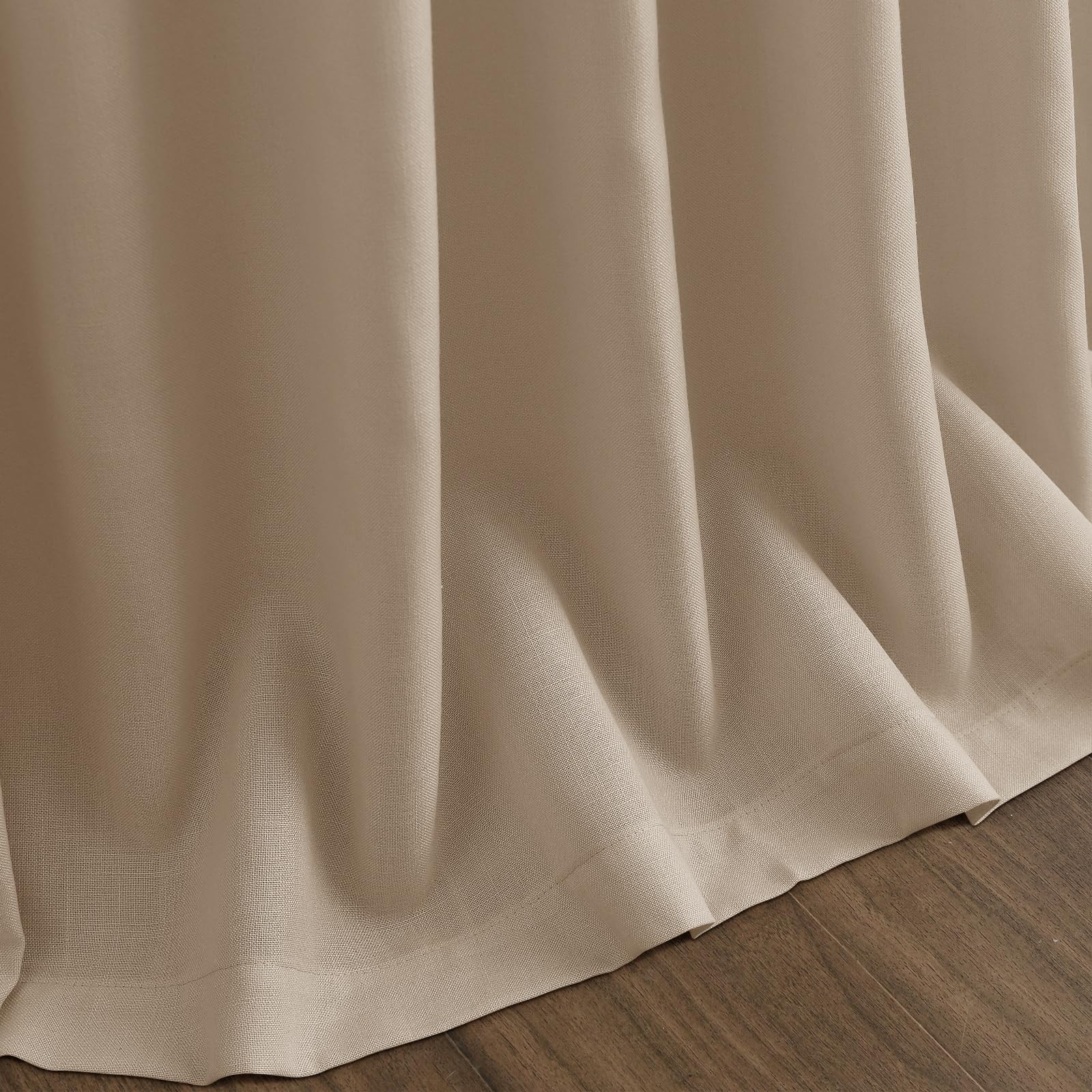 Nanspring Sepia Beige Linen Curtains 84 Inch Length 2 Panels Set for Living Room Rustic Farmhouse Decor Light Filtering Semi Sheer Curtain Back Tab Neutral Modern Drapes for Bedroom Office 52x84