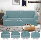 U-NICE HOME Stretch Couch Cover Sofa Cover Sofa Slipcover Furniture Protector for 4 Cushion Couch Sofa Pet Friendly(Oversized Sofa, Light Blue)