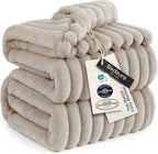 Bedsure GentleSoft Large Fleece Blanket for Bed - Cozy Soft Throw Blankets for Women, Cute Large Throws for Girls, Beige, 120x120 Inches