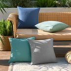 MIULEE Pack of 4 Decorative Outdoor Throw Pillow Covers Linen Waterproof Pillow Covers Farmhouse Cushion Cases for Patio Garden Tent Balcony Couch Sofa 16x16 inch Blue