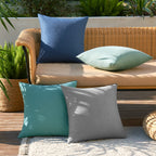 MIULEE Pack of 4 Decorative Outdoor Throw Pillow Covers Linen Waterproof Pillow Covers Summer Farmhouse Cushion Cases for Patio Garden Tent Balcony Couch Sofa 16x16 Inch Blue