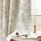 jinchan Blackout Floral Curtains for Living Room Bedroom Linen Blend Curtain Farmhouse Green Printed with Lined Back Tab Rod Pocket Drapes Window Treatments 2 Panels 63 Inch
