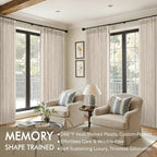 MIULEE Pinch Pleated Thick Linen Curtains 108 Inches Long 2 Panels for Living Room Bedroom, Linen Textured Drapes Pinch Pleat Back Tab Semi Sheer Privacy Neutral Ivory Cream Foor to Ceiling Curtains