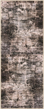 IOHOUZE Abstract Runner Rug 3x8 Ft Washable Runners for Hallways, Non Slip Kitchen Runner Printed Faux Wool Entryway Runner Indoor, Modern Abstract Floor Carpet for Hall Bedroom, Brown/Rust