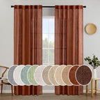 MIULEE Burnt Orange Fall Linen Curtains 52x84 Inch for Bedroom Living Room
