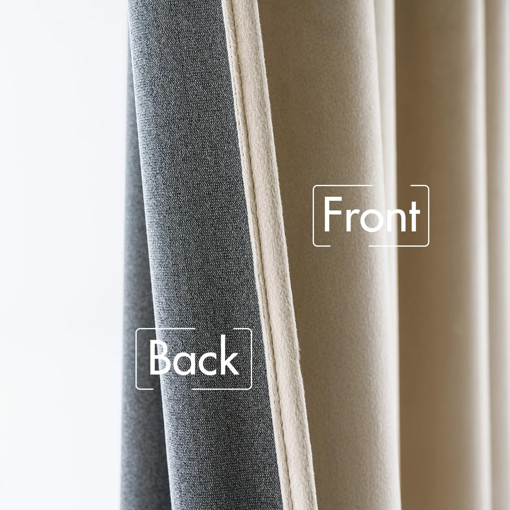 MIULEE Velvet Curtains 52x108 inches 2 Panels Beige Blackout Curtains