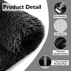 Black Fluffy Round Area Rugs for Bedroom,3'X3'Shag Circle Small Area Rugs