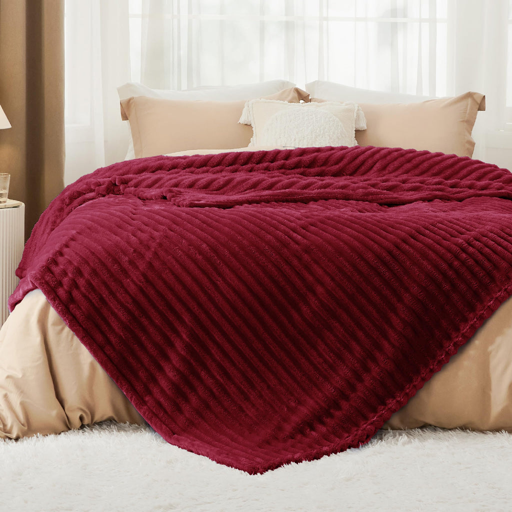 Bedsure Soft Cal Size Blanket for Bed Deep Red 102"x96"