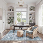 Soalmost Area Rugs 4x6 for Living Room, Vintage Abstract Washable Rugs for Dining Room, Kitchen, Non-Slip Area Rug Blue