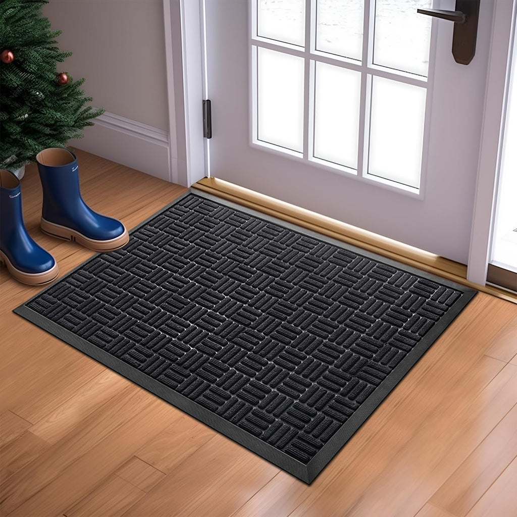 Mibao Front Door Mat Outdoor Entrance, 47" x 24" Heavy Duty Welcome Mat for Outdoor and Indoor, Waterproof Dirt Trapper Doormat, Super Absorbent Indoor Entryway Mat for Patio & Porch - Blue
