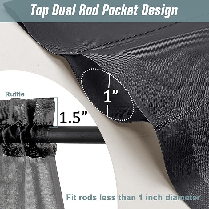 Halloween Black Sheer Curtains 63 Inch Length 2 Panels, Voile Sheer Curtain for Living Room, Breathable Light Filtering Window Treatments, Soft Fabric Dual Rod Pocket Drapes, 2x42Wx63L Inches