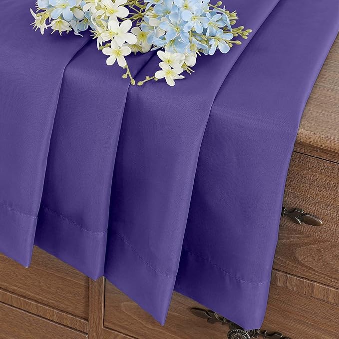 Purple Sheer Curtains Tier 30 Inches Length 2 Panels Set, Light Filtering Lightweight Soft Window Treatments Drapes, Cute Elegant Cafe Curtains for Nursery, Dual Rod Pocket, 2x42Wx30L Inches