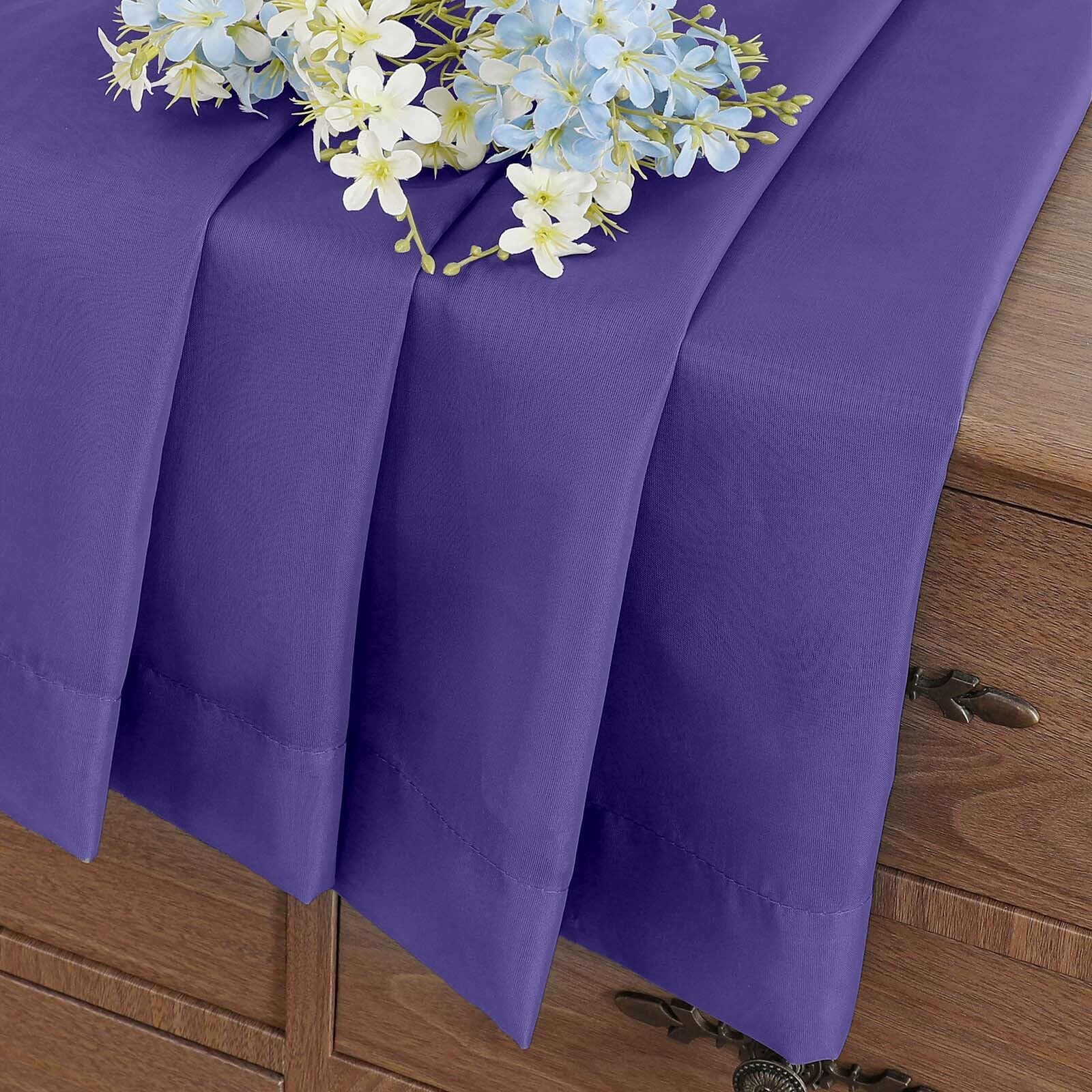 Ebesto Purple Small Sheer Curtains 2 Panels Set, Kitchen Curtains 36 Inch Length, Elegant Light Filtering Short Window Drapes for Living Room Bedroom, Dual Rod Pocket Design, 2x42Wx36L Inches