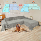 HANDONTIME Couch Slipcovers for Sofas Dark Grey Couch Cover Sofa Cover for Dogs Boho Pet Couch Protector with Tassel Chenille Herringbone Couch Cover for 2 3 Seat Washable Pet Friendly, 71" X134"