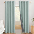 NICETOWN 100% Absolutely Blackout Linen Curtains with Thermal Insulated White Liner, Seafoam Green, 52" Wide, 90" Length Energy Saving Curtains for Living Room 2 Panels Set, Vertical Blinds