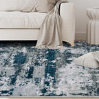 10x14 Area Rugs for Living Room Rug Washable: Abstract Large Rug Indoor Modern Carpet Non Slip for Dining Room Bedroom Nursery Home Office Navy Grey