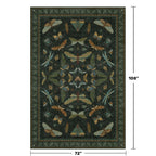 6x9 Dark Green Area Rugs for Dining Room - Rugs for Living Room, Bedroom Under Bed, Insect Moth Floral Non Slip Low Pile Floor Carpet