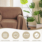 MYSKY HOME Oversized Armchair Couch Cover for 1 Cushion Couch, Washable Sofa Protector, Chair Couch Covers with Tassel Sofa Covers Sofa Throws Sofa Slipcovers Futon Cover for Pet, Kid, 71"X91", Camel