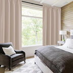 DWCN Blackout Curtains for Living Room Thermal Insulated, Energy Saving & Noise Reducing Bedroom Curtains, Camel, W 52x L 54 Inch, Set of 2 Rod Pocket Curtain Panels