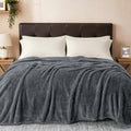 Exclusivo Mezcla Fuzzy Plush Fleece Bed Blanket Queen Size, Dark Grey