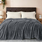 Exclusivo Mezcla Fuzzy Plush Fleece Bed Blanket Queen Size, Dark Grey