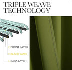NICETOWN Olive Green Blackout Curtains 68 inches Length for Laundry Room, 2 Panels, 42" Wide, Thermal Insulated Decoration Drapes for Office Window
