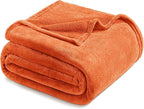 Exclusivo Mezcla Soft Fleece Blanket Twin Size for Bed, Burnt Orange