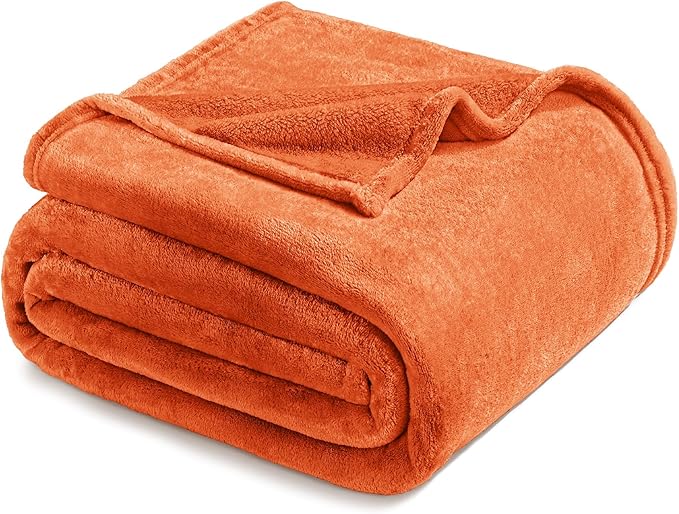 Exclusivo Mezcla Soft Fleece Blanket Twin Size for Bed, Burnt Orange