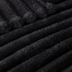 Exclusivo Mezcla Twin Size Flannel Fleece Blanket, Super Soft Striped Jacquard Bed Blanket, Lightweight Fuzzy Cozy for All Seasons, 60x80 Inches, Black