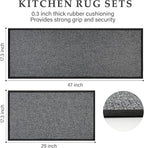 eqivei Kitchen Rugs Non Skid Washable Set of 2 PCS, Absorbent Runner Rugs for Kitchen, Farmhouse Weave Floor Mats in Front of Sink, 17.3"x 47"+17.3"x 29" (Inky)