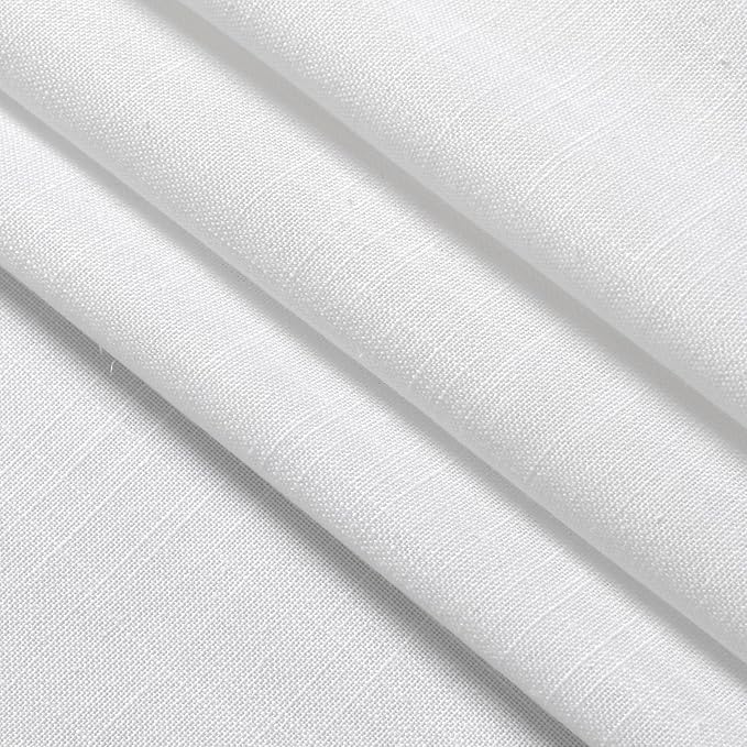 Nanspring White Linen Cafe Curtains 24 Inch Length Light Filtering Semi Sheer Mini Curtains for Small Window Basement Bathroom Camper Back Tab Rod Pocket Short Sheer Kitchen Curtain 30x24 Inches