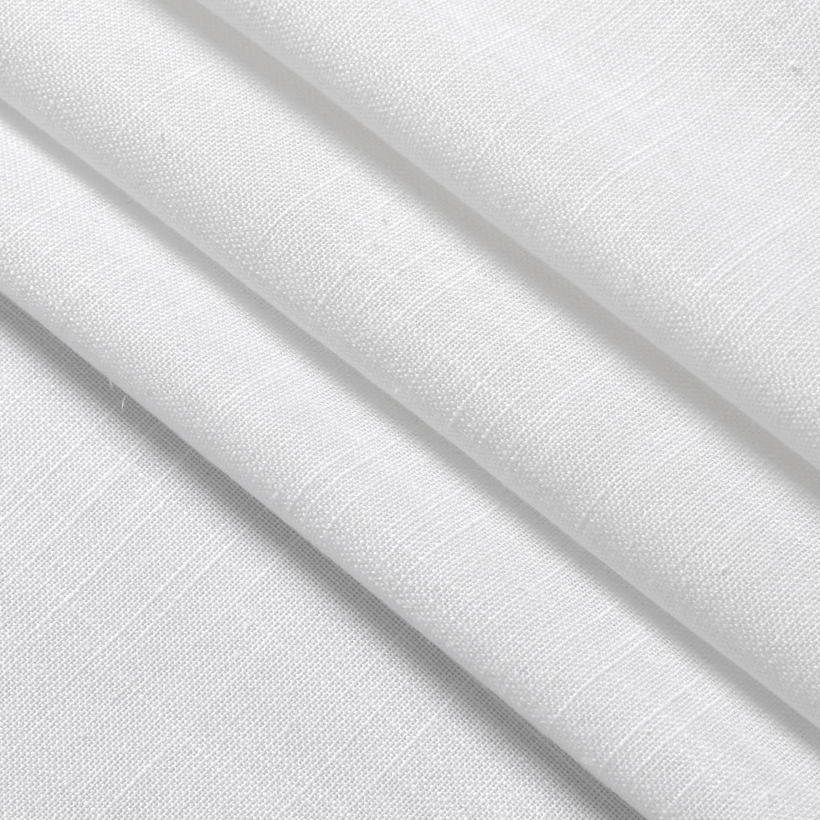 White Linen Curtains 63 inches Long for Bedroom Back Tab Light Filtering Privacy Sheer White Curtains Modern Farmhouse Coastal Decor Off White Cotton Textured Gauze Curtain for Bathroom 2 Panel Set
