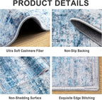 Area Rugs Living Room Rug - 4x6 Washable Modern Abstract Soft Neutral Non-Slip Carpet Large Indoor Floor Thin Carpets for Bedroom Dining Room Farmhouse Nursery Home Office Blue Grey