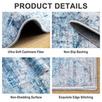 PLHXFR Area Rug Living Room: 4x6 Modern Abstract Washable Carpet Blue