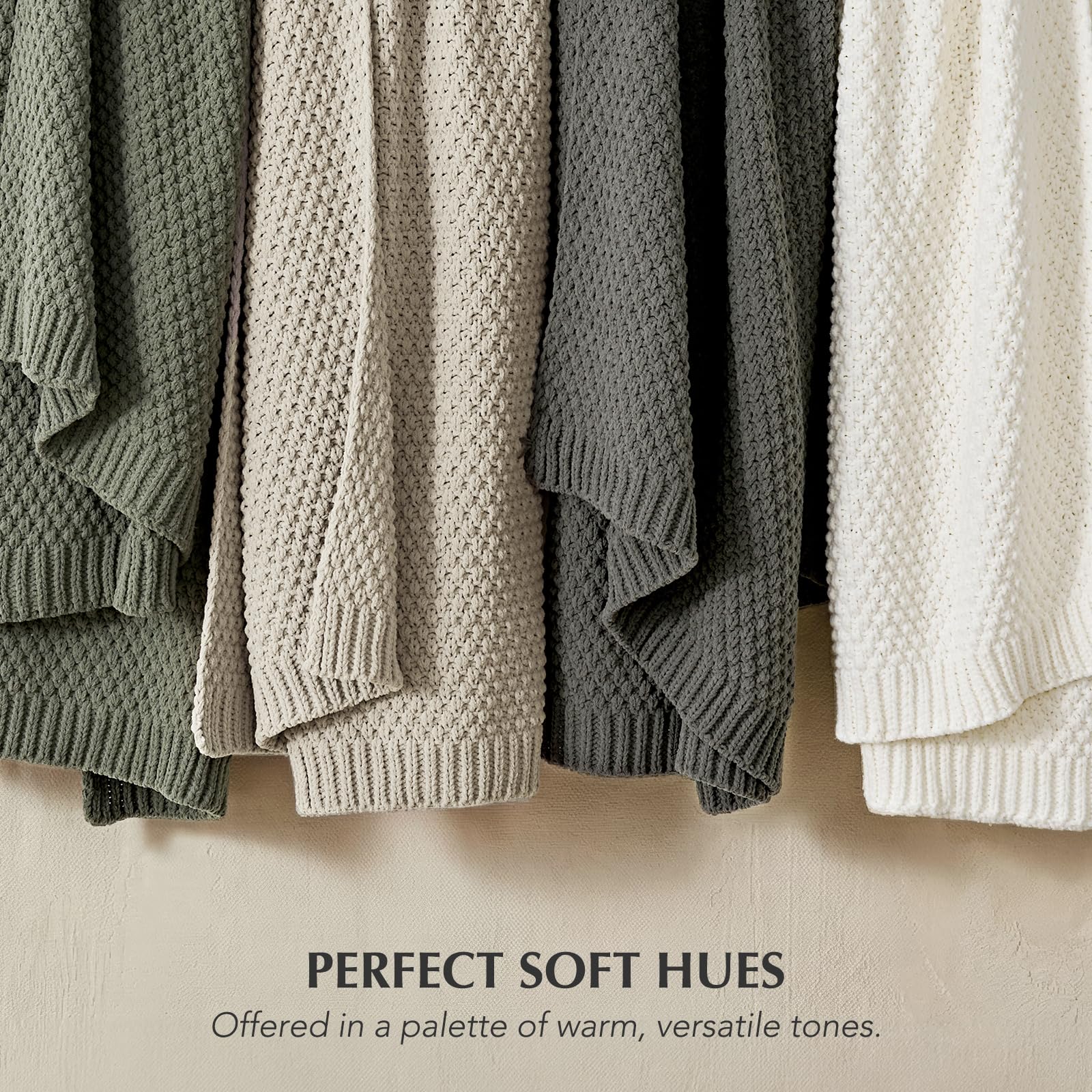 EVERGRACEHOME Chunky Chenille Knit Throw Blanket, 60 x 80, Charcoal Gray