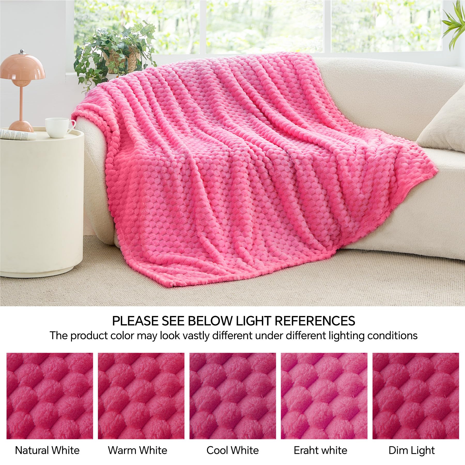 BEDELITE Hot Pink Throw Blanket for Couch, Soft Cozy Gifts for Women, 50*60