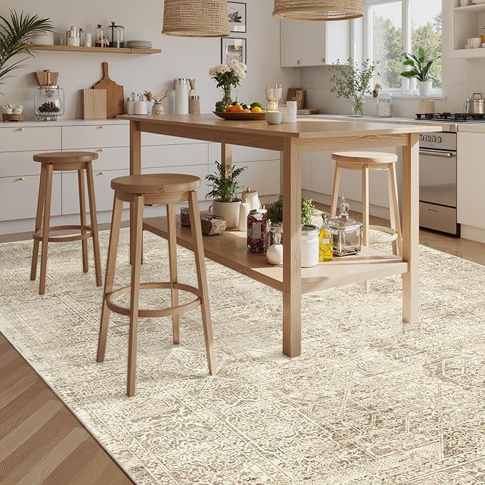 Soalmost Washable Area Rug 8x10 Large Soft Living Room Rugs Light Brown