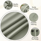MIULEE Sage Green Blackout Bedroom Curtains Drapes 90 Inch Long 52"x90"